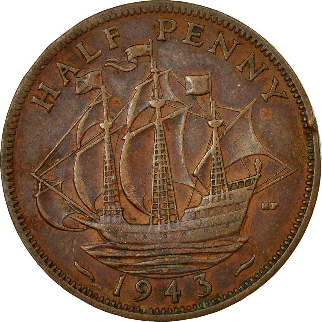 United Kingdom | 1/2 Penny Coin | George VI | KM:844 | 1937 - 1948
