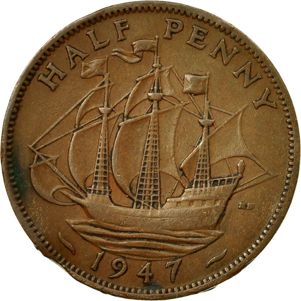 United Kingdom | 1/2 Penny Coin | George VI | KM:844 | 1937 - 1948