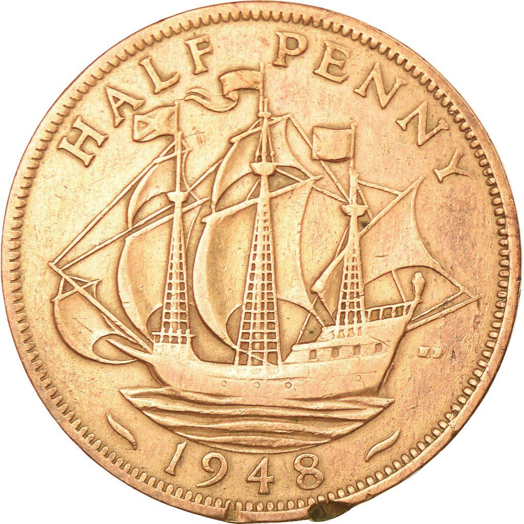 United Kingdom | 1/2 Penny Coin | George VI | KM:844 | 1937 - 1948