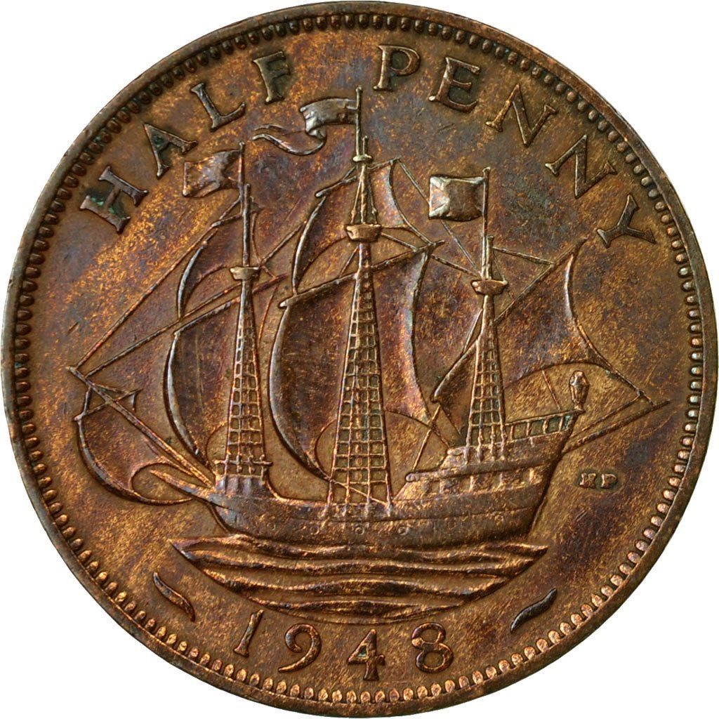 United Kingdom | 1/2 Penny Coin | George VI | KM:844 | 1937 - 1948