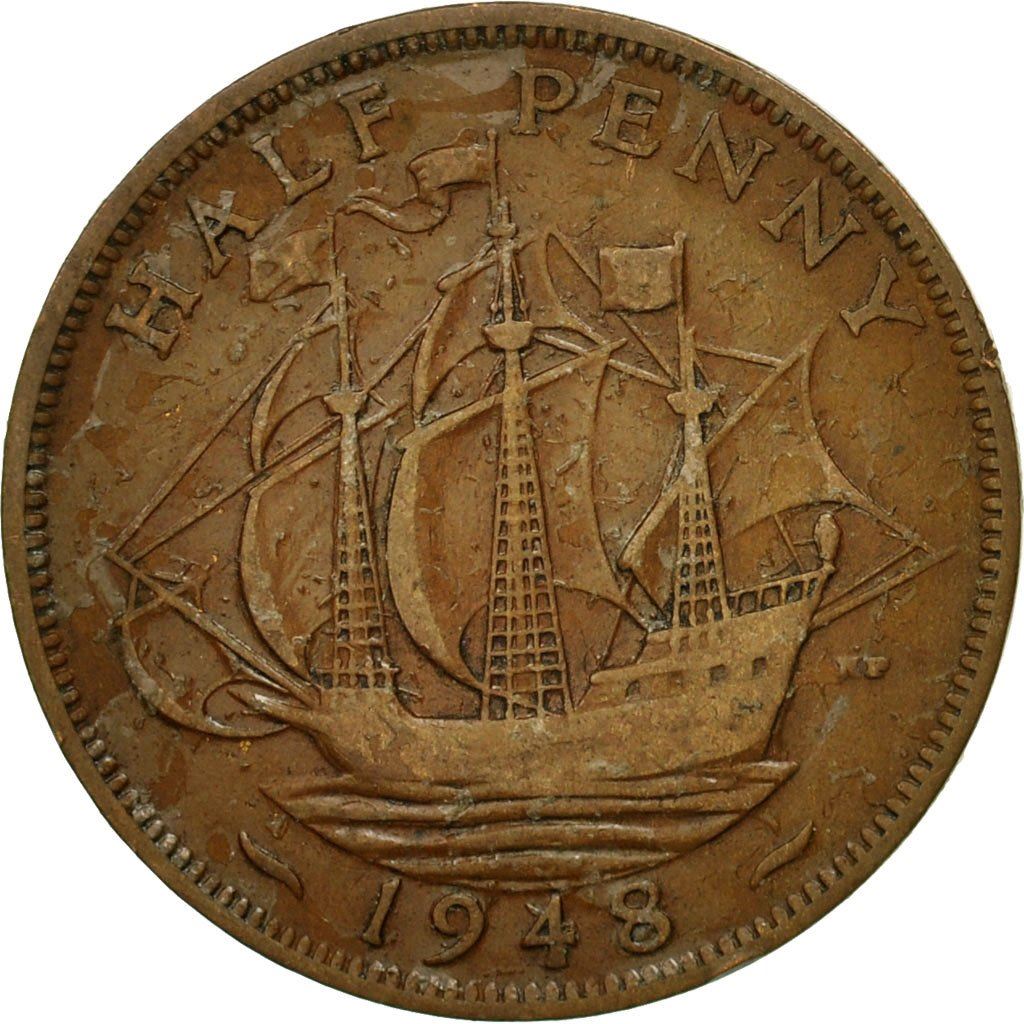 United Kingdom | 1/2 Penny Coin | George VI | KM:844 | 1937 - 1948
