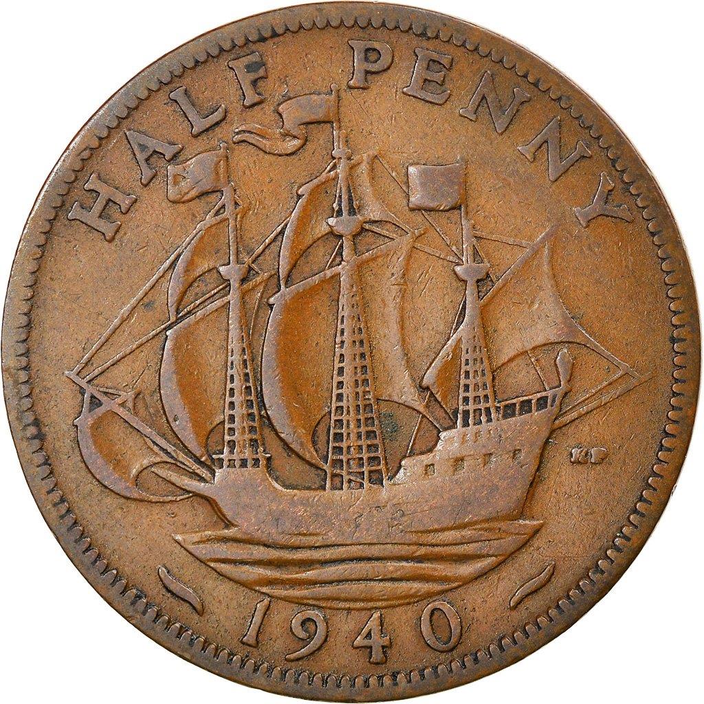 United Kingdom | 1/2 Penny Coin | George VI | KM:844 | 1937 - 1948