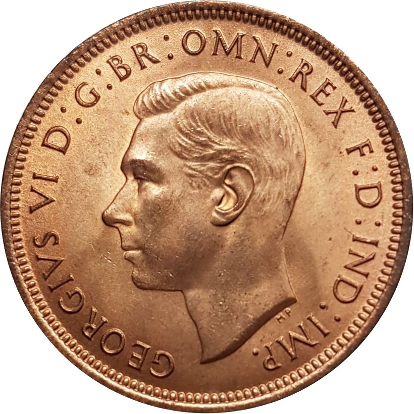 United Kingdom | 1/2 Penny Coin | George VI | KM:844 | 1937 - 1948