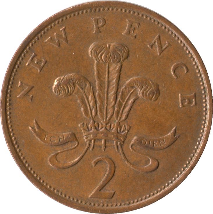 United Kingdom | 2 New Pence Coin | Elizabeth II | KM:916 | 1971 - 1981