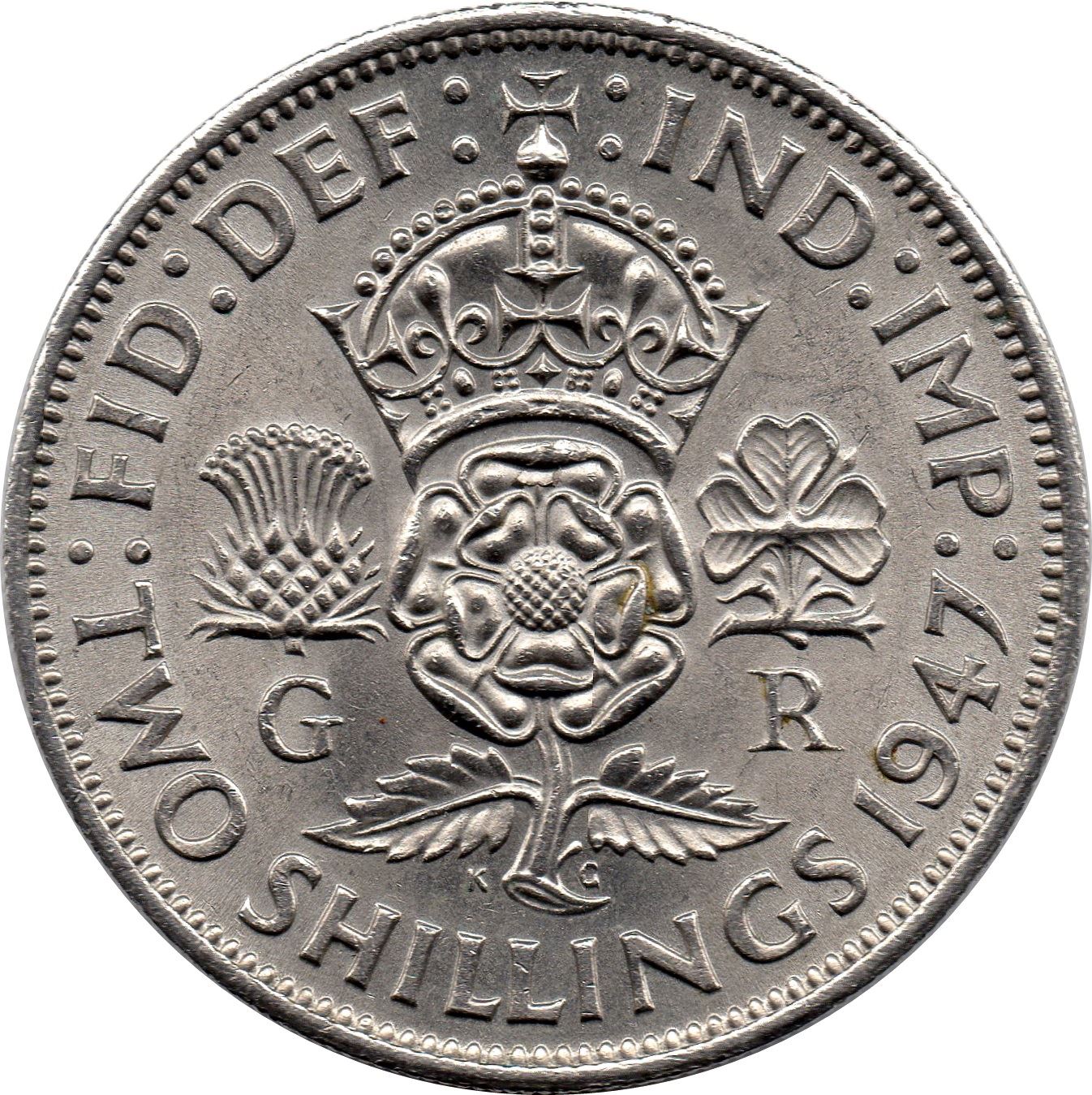 United Kingdom | 2 Shillings Coin | George VI | KM:865 | 1947 - 1948