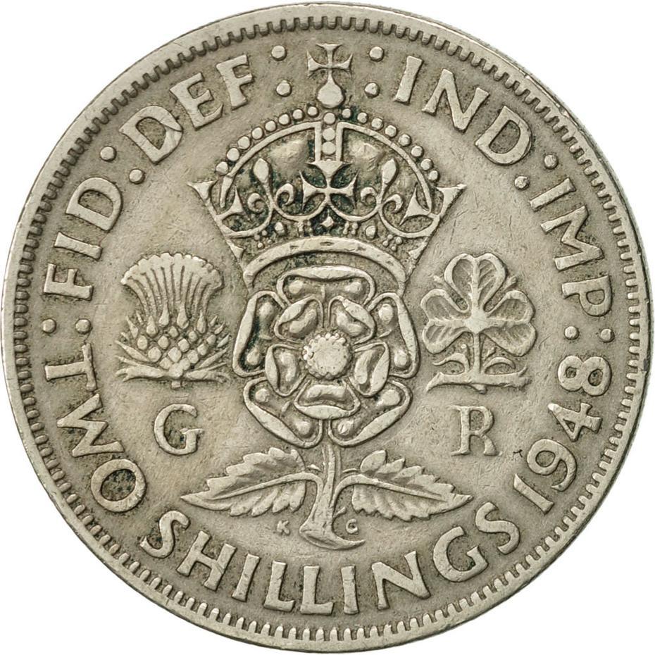 United Kingdom | 2 Shillings Coin | George VI | KM:865 | 1947 - 1948