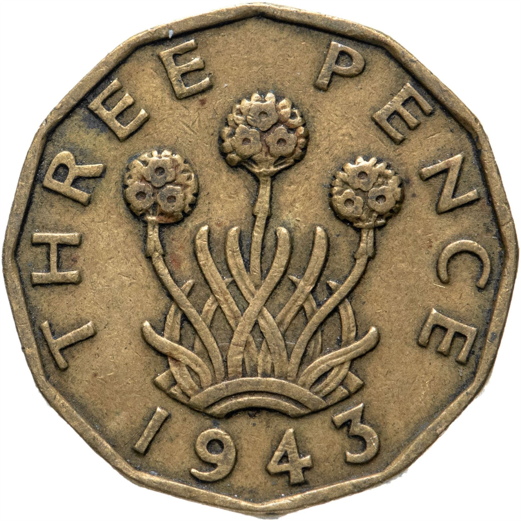 United Kingdom | 3 Pence Coin | George VI | KM:849 | 1937 - 1948