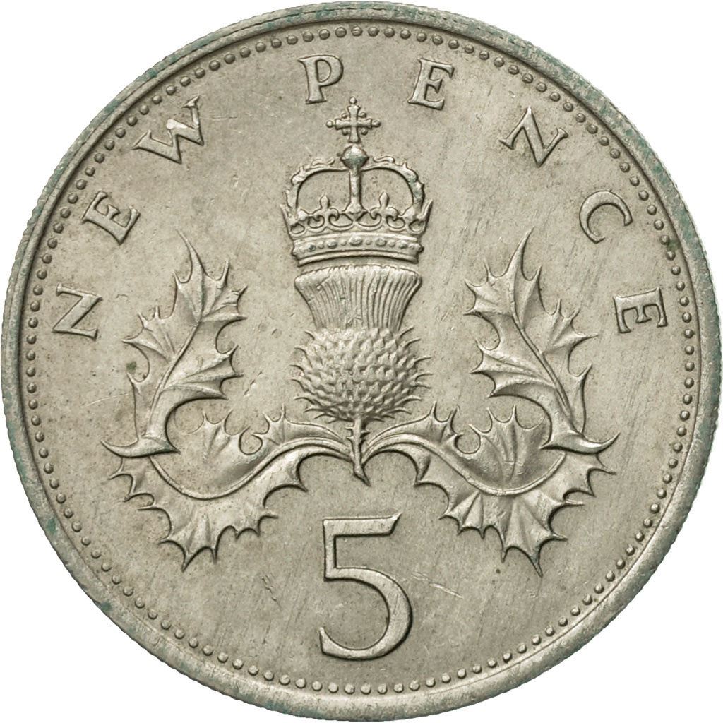 Storbritannien 5 New Pence - Elizabeth II andra porträttet | Mynt KM911 1968 - 1981