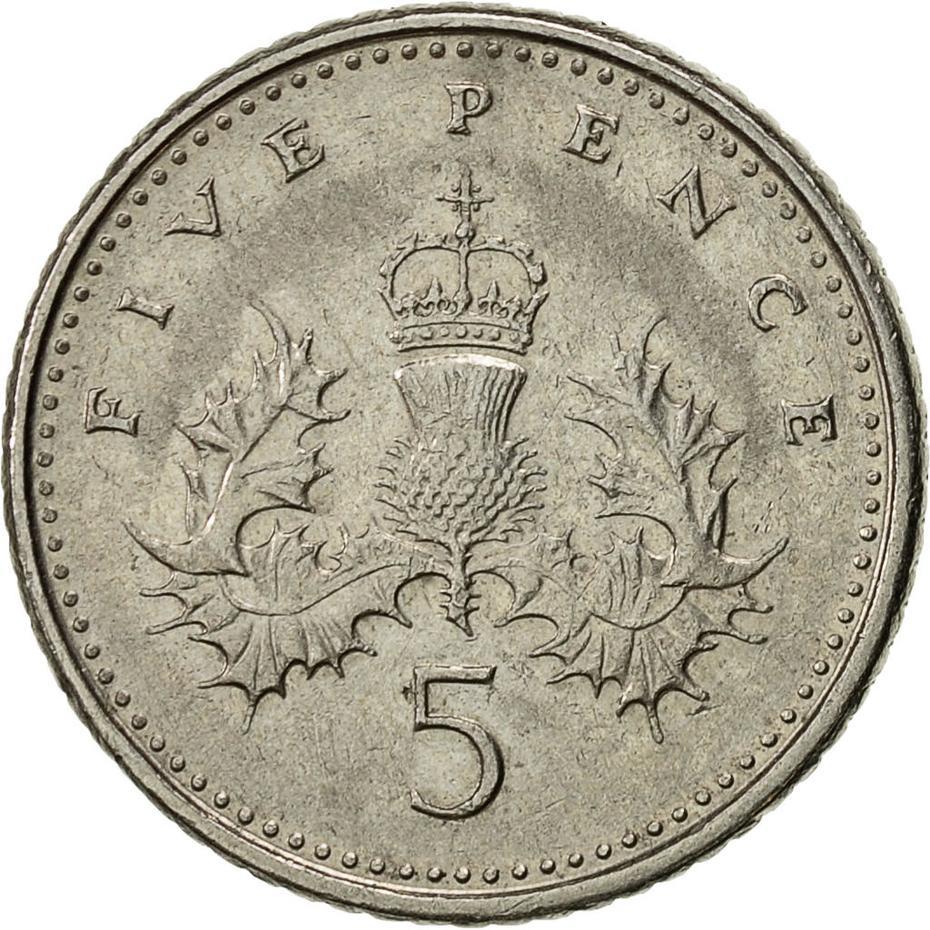 United Kingdom | 5 Pence Coin | Elizabeth II | Km:988 | 1998 - 2008