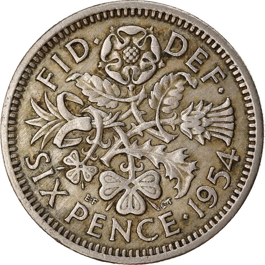 United Kingdom | 6 Pence Coin | Elizabeth II | KM:903 | 1954 - 1970