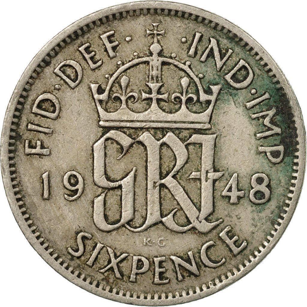 United Kingdom | 6 Pence Coin | George VI | KM:862 | 1947 - 1948