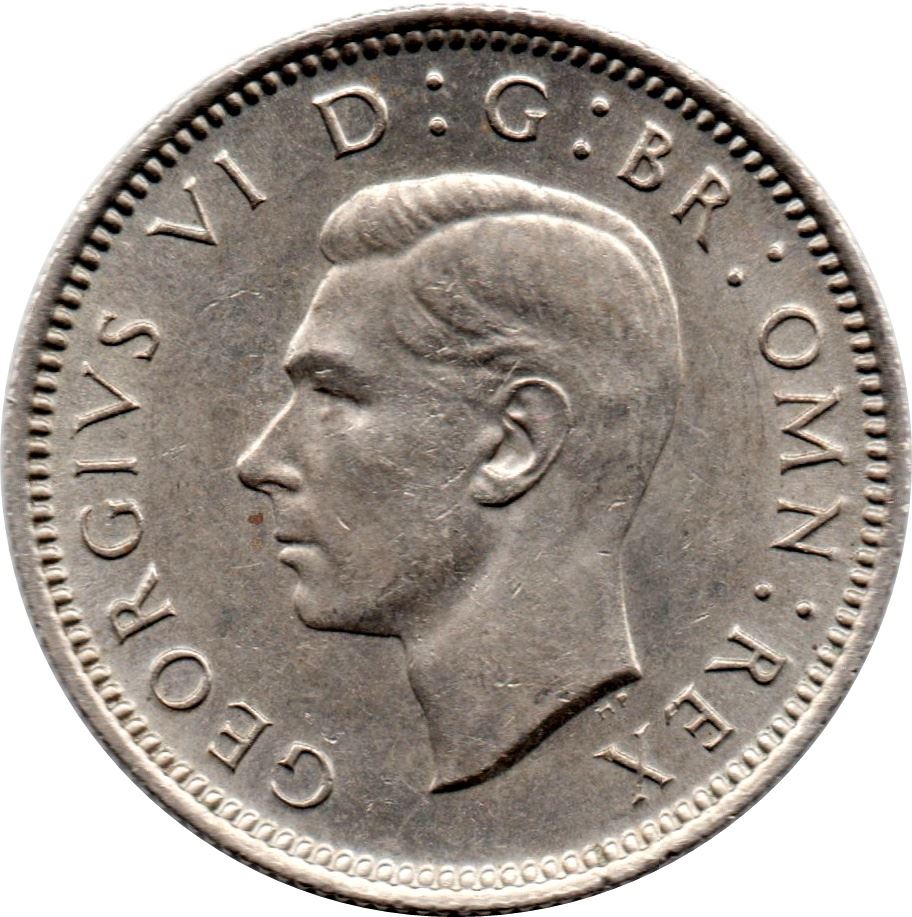 United Kingdom | 6 Pence Coin | George VI | KM:862 | 1947 - 1948