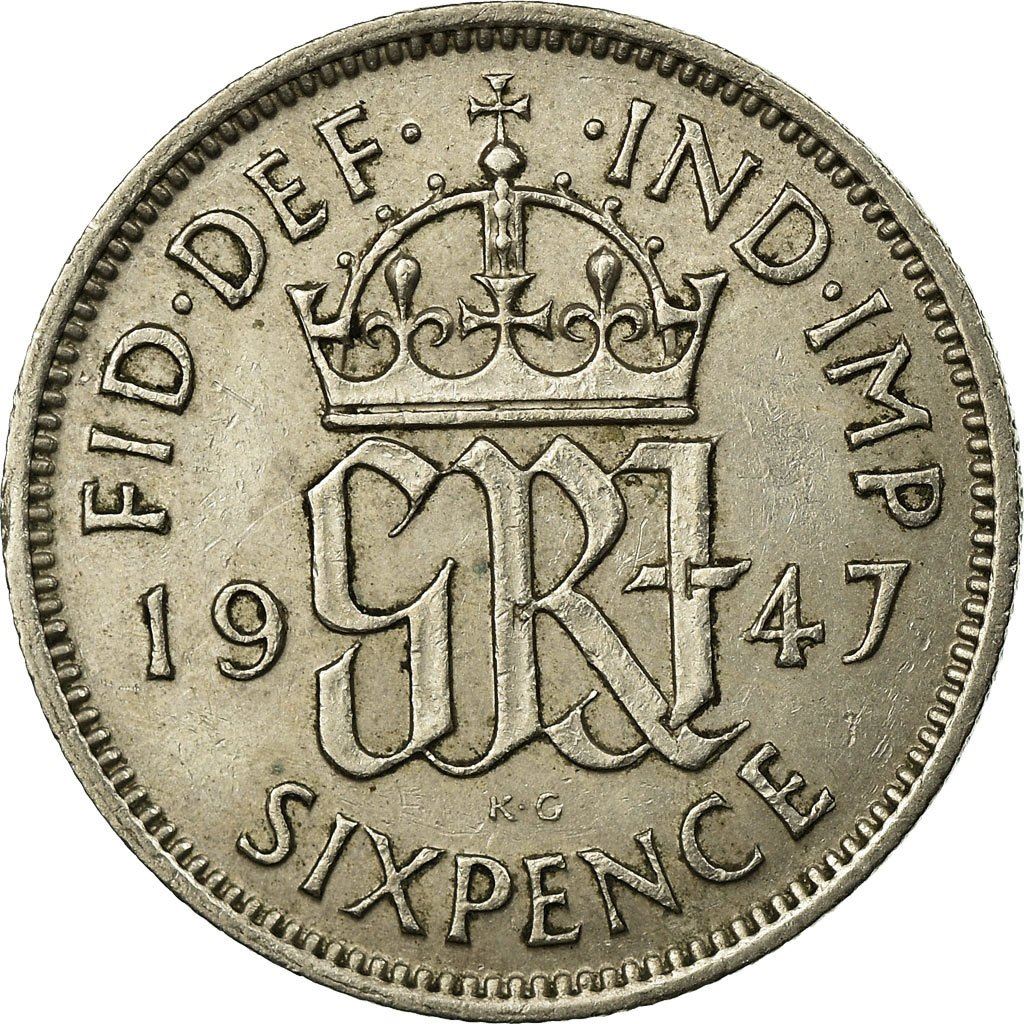 United Kingdom | 6 Pence Coin | George VI | KM:862 | 1947 - 1948