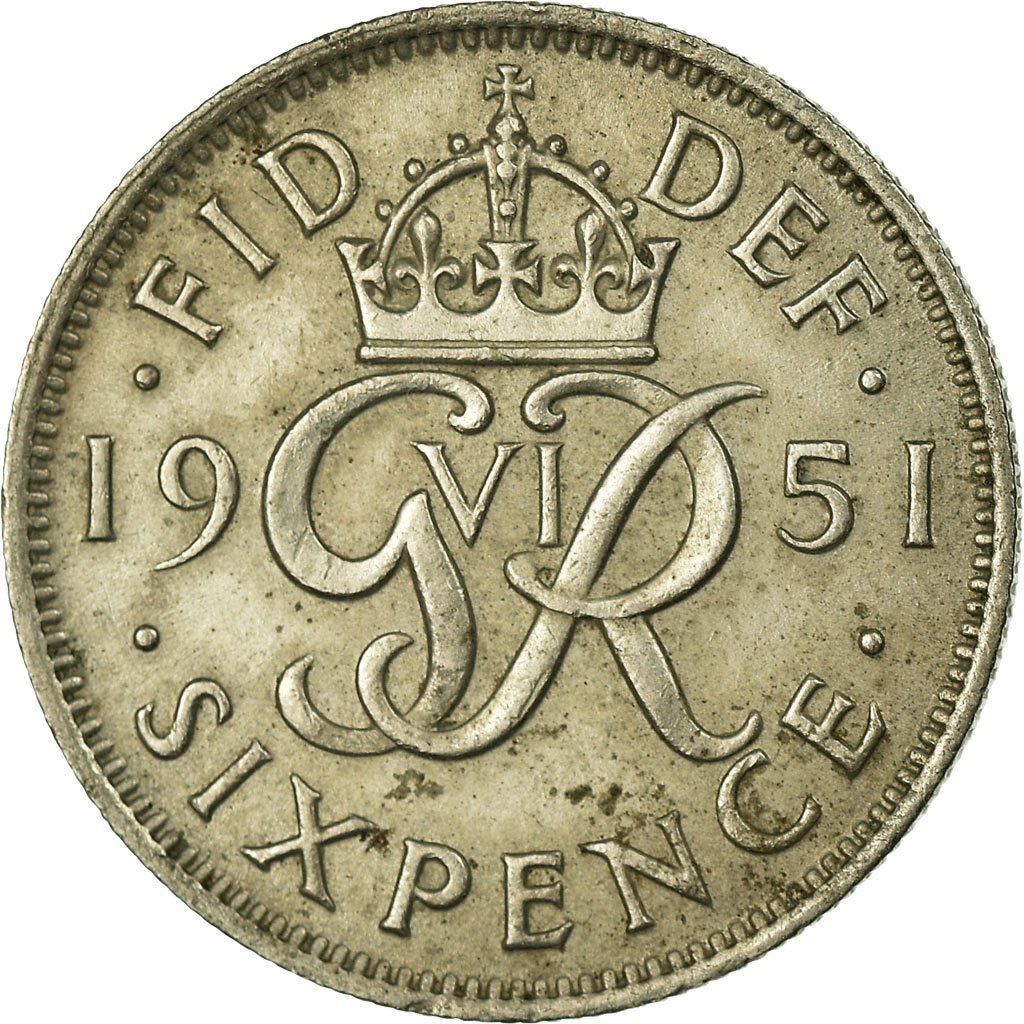 United Kingdom | 6 Pence Coin | George VI | KM:875 | 1949 - 1952