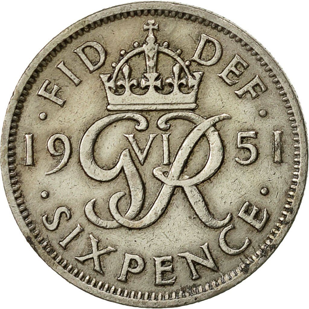 United Kingdom | 6 Pence Coin | George VI | KM:875 | 1949 - 1952