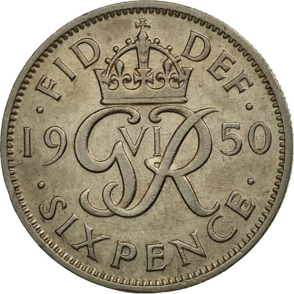United Kingdom | 6 Pence Coin | George VI | KM:875 | 1949 - 1952