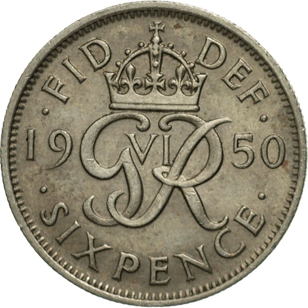 United Kingdom | 6 Pence Coin | George VI | KM:875 | 1949 - 1952
