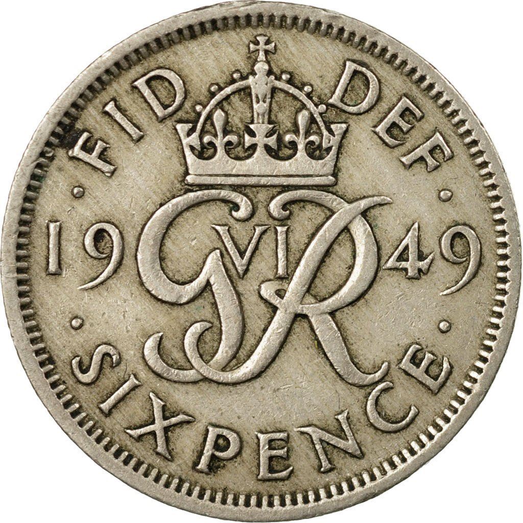 United Kingdom | 6 Pence Coin | George VI | KM:875 | 1949 - 1952