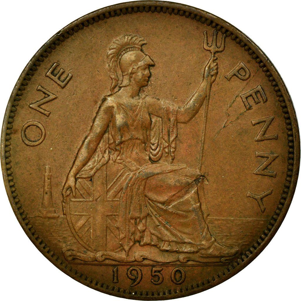 United Kingdom | 1 Penny Coin | Britannia | KM:869 | 1949 - 1952