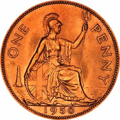 United Kingdom | 1 Penny Coin | Britannia | KM:869 | 1949 - 1952