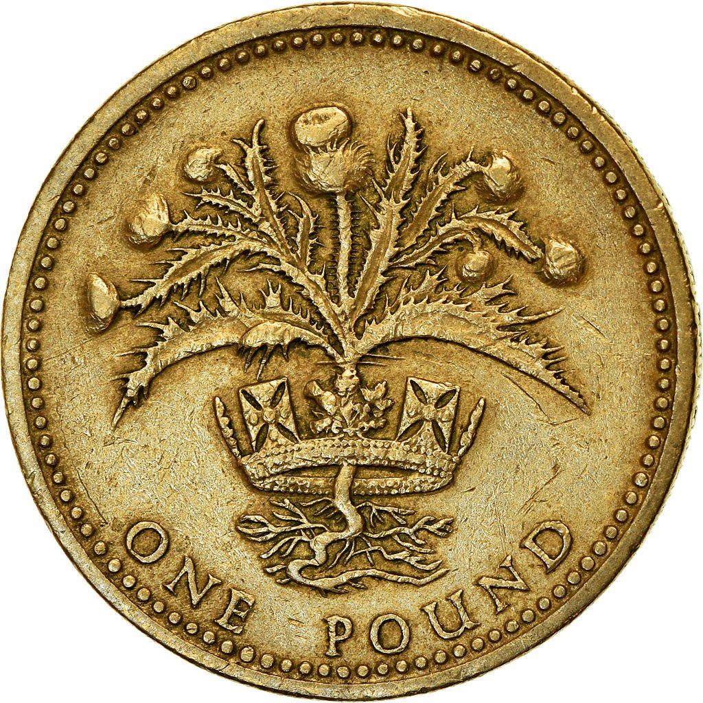 United Kingdom | 1 Pound Coin | Scottish Thistle | KM:934 | 1984