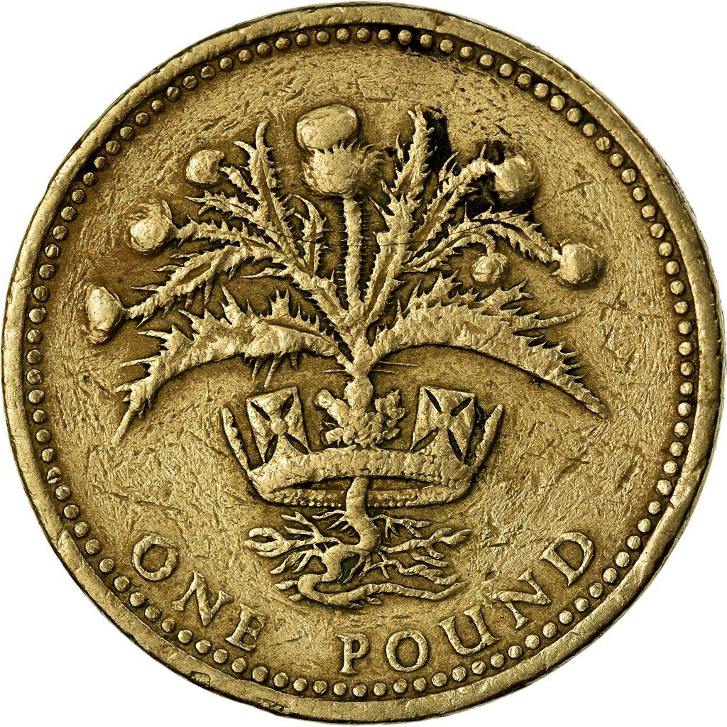 United Kingdom | 1 Pound Coin | Scottish Thistle | KM:934 | 1984