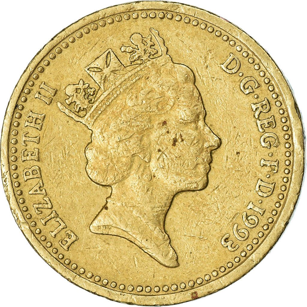 United Kingdom | 1 Pound Coin | Royal Arms | Km:964 | 1993