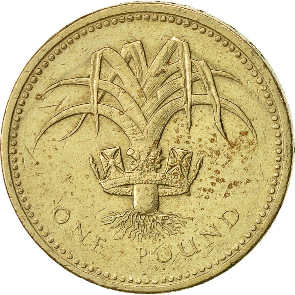 United Kingdom | 1 Pound Coin | Welsh Leek | KM:941 | 1985 - 1990