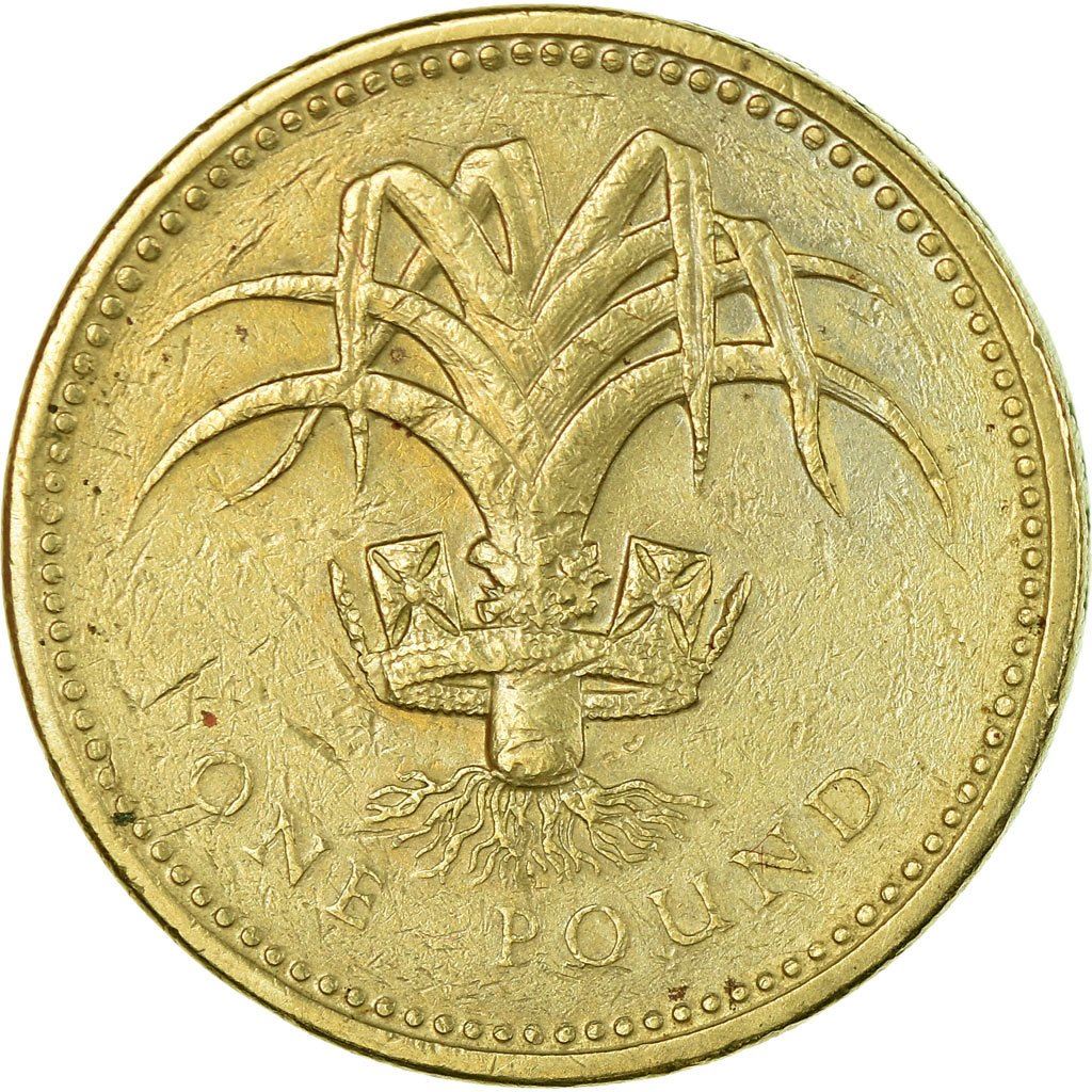 United Kingdom | 1 Pound Coin | Welsh Leek | KM:941 | 1985 - 1990