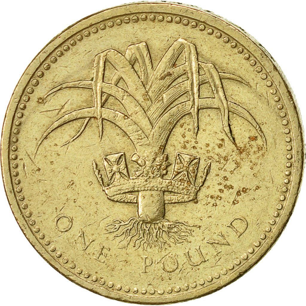 United Kingdom | 1 Pound Coin | Welsh Leek | KM:941 | 1985 - 1990