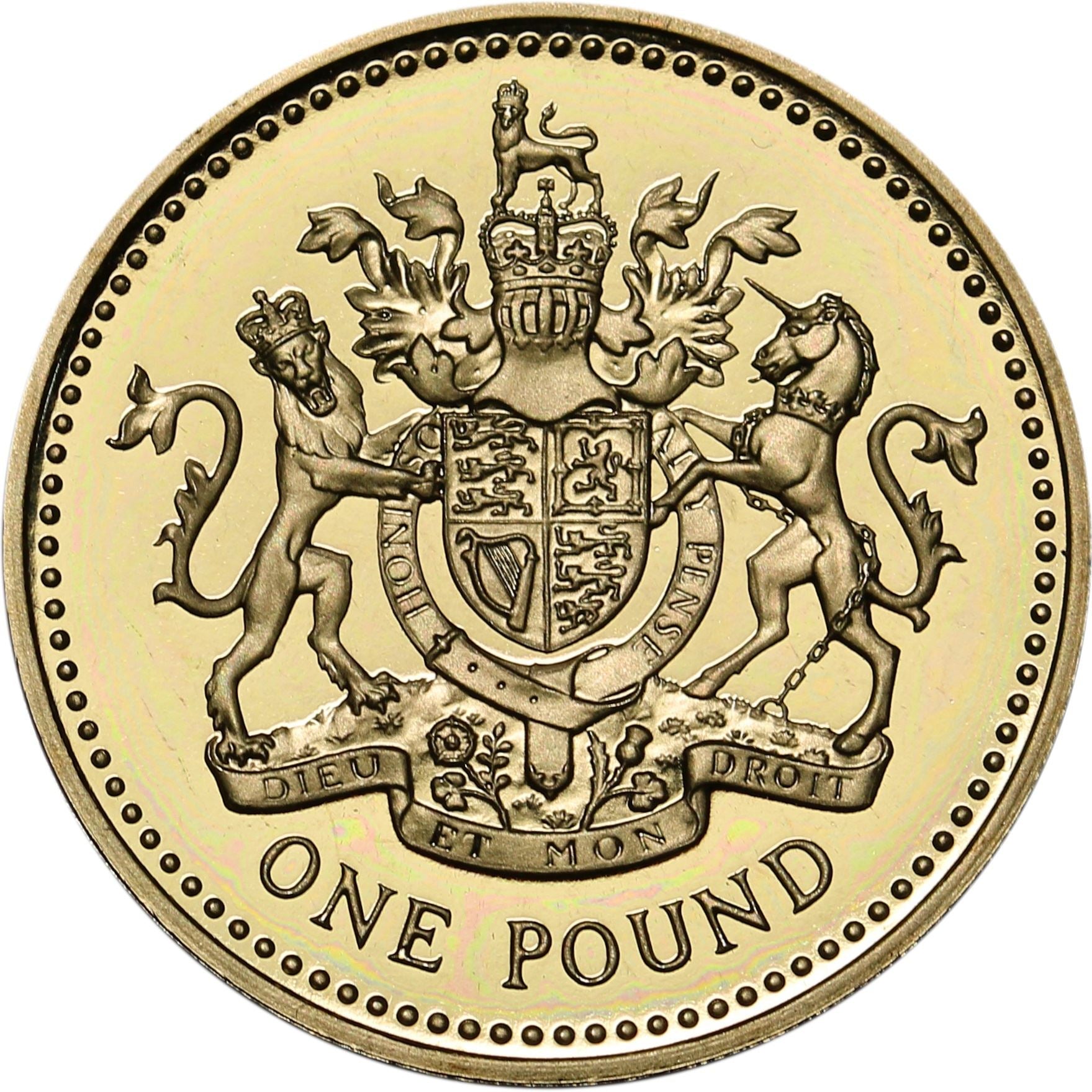 United Kingdom | 1 Pound Coin | Royal Arms | Km:993 | 1998 - 2008
