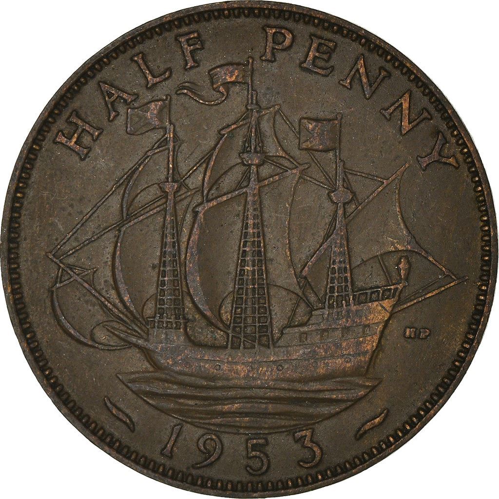 United Kingdom | 1/2 Penny Coin | Elizabeth II | KM:882 | 1953