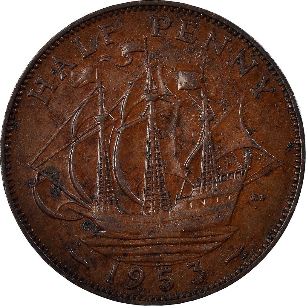 United Kingdom | 1/2 Penny Coin | Elizabeth II | KM:882 | 1953