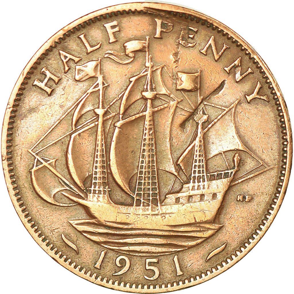 United Kingdom | 1/2 Penny Coin | George VI | KM:868 | 1949 - 1952