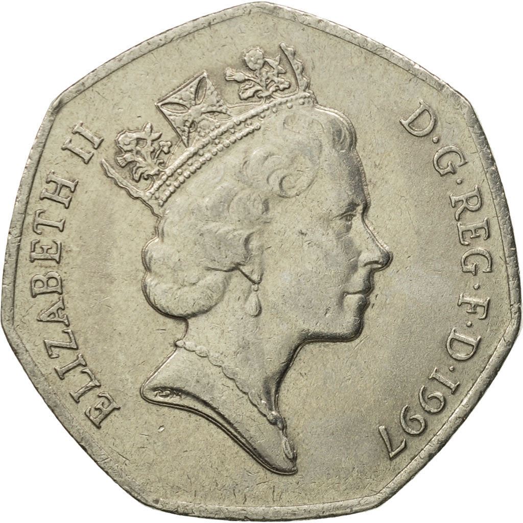 United Kingdom Coin 50 Pence | Elizabeth II 3rd portrait | small type | 1997