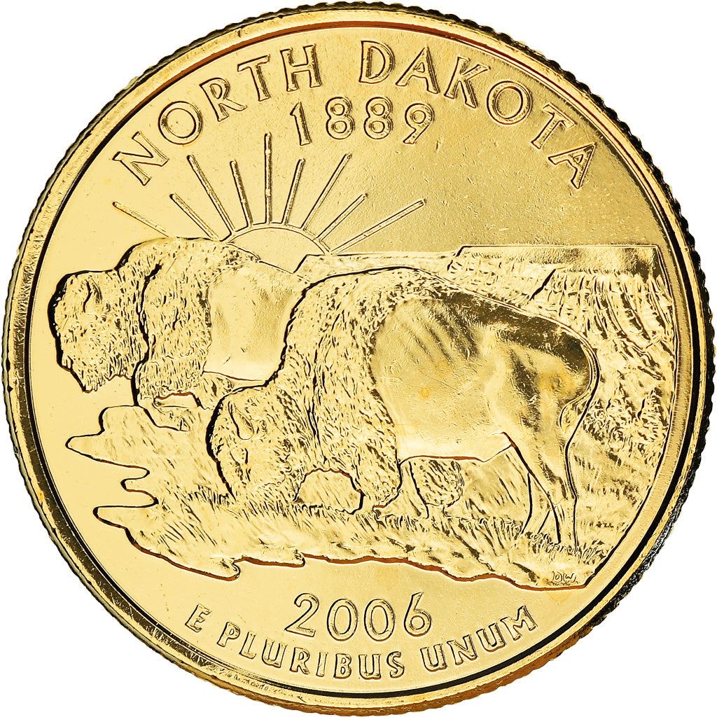 United States Coin American ¼ Dollar | George Washington | North Dakota | Bison | KM385 | 2006