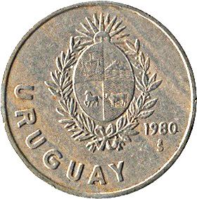 Uruguay Coin Uruguayan 1 Nuevo Peso | Erythrina cristagalli Coral | KM74 | 1980