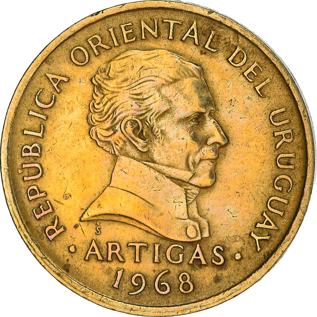 Uruguay Coin Uruguayan 1 Peso | Erythrina cristagalli Coral | Jose Gervasio Artigas | KM49 | 1968