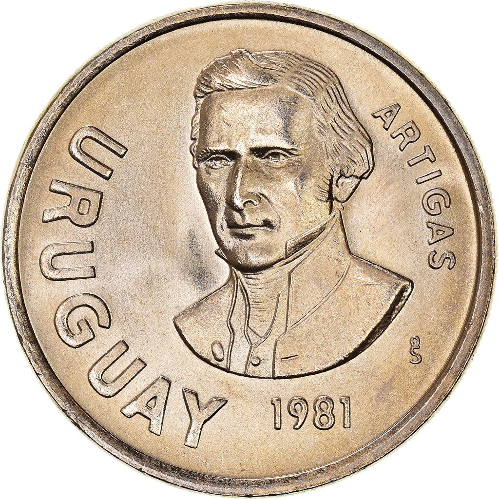 Uruguay Münze Uruguayischer 10 Nuevos Pesos | Erythrina cristagalli Koralle | Jose Gervasio Artigas | KM79 | 1981