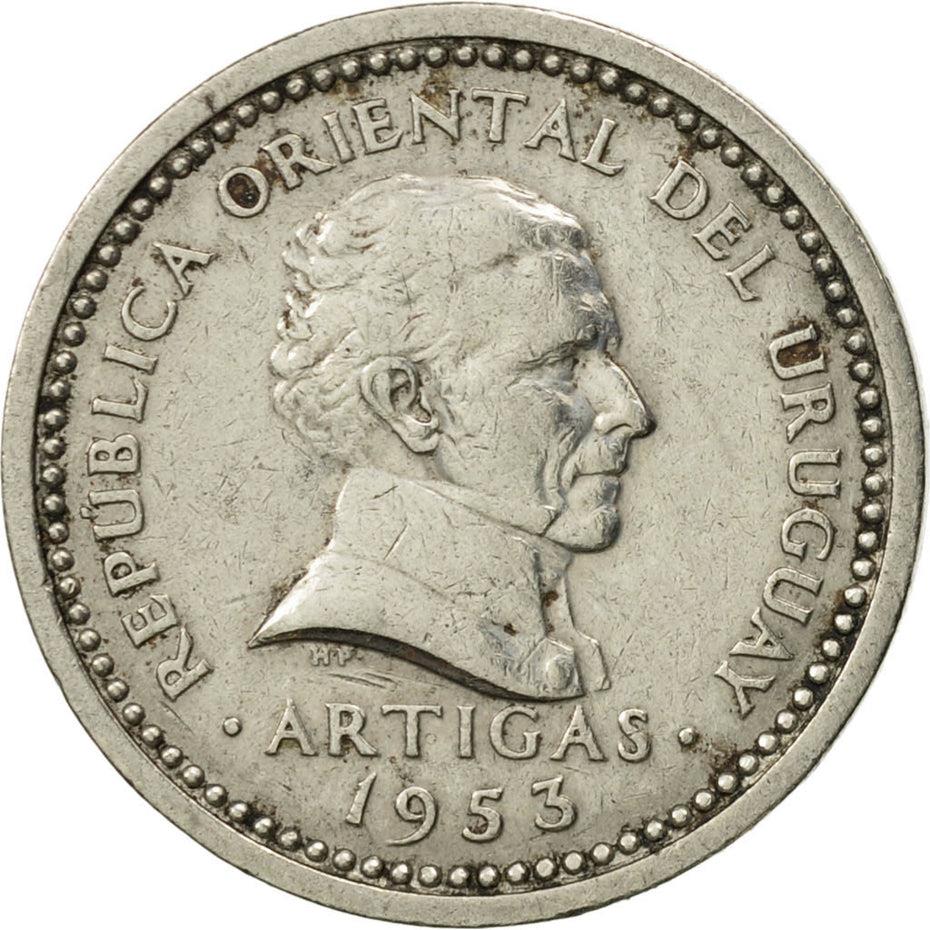 Uruguay Coin Uruguayan 2 Centésimos | Jose Gervasio Artigas | KM33 | 1953