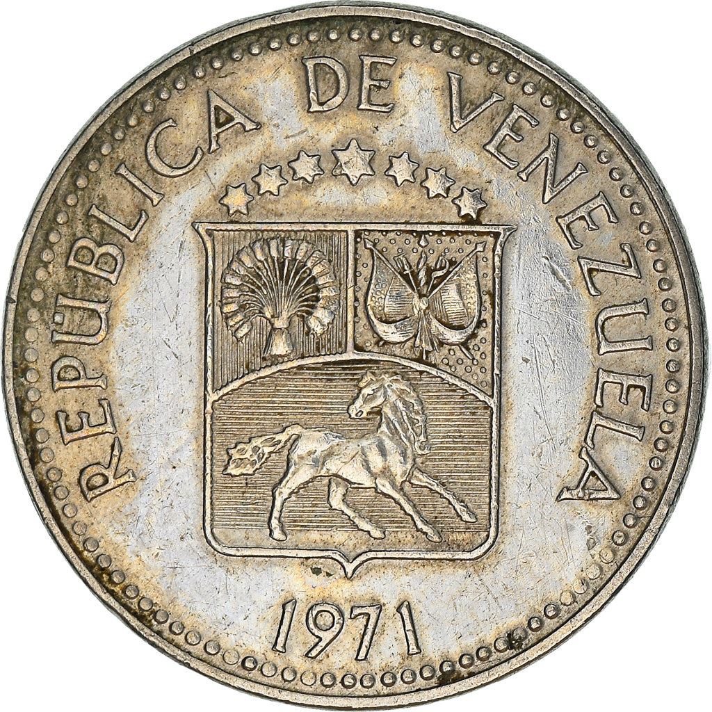 Venezuela | 10 Centimos Coin | Palomo Horse | Wreath | KMA40 | 1971
