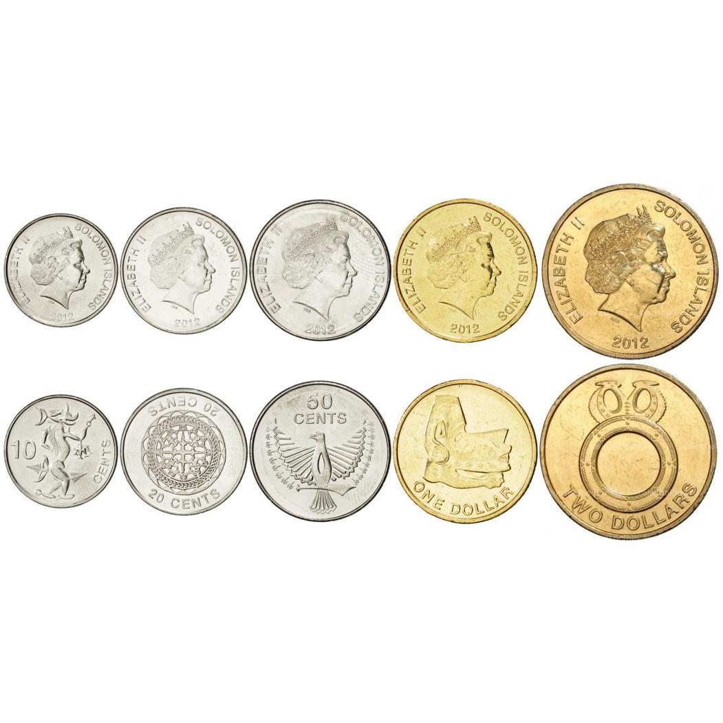 Solomon Islands | 5 Coin Set | 10 20 50 Cents 1 Dollar 2 Dollars | 2012 - 2017