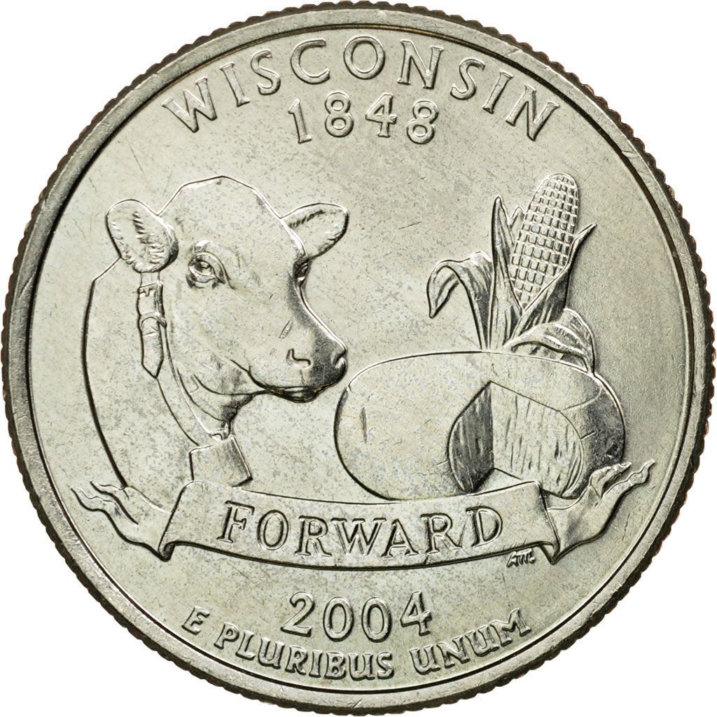United States | 1/4 Dollar Coin | Wisconsin | Km:359 | 2004