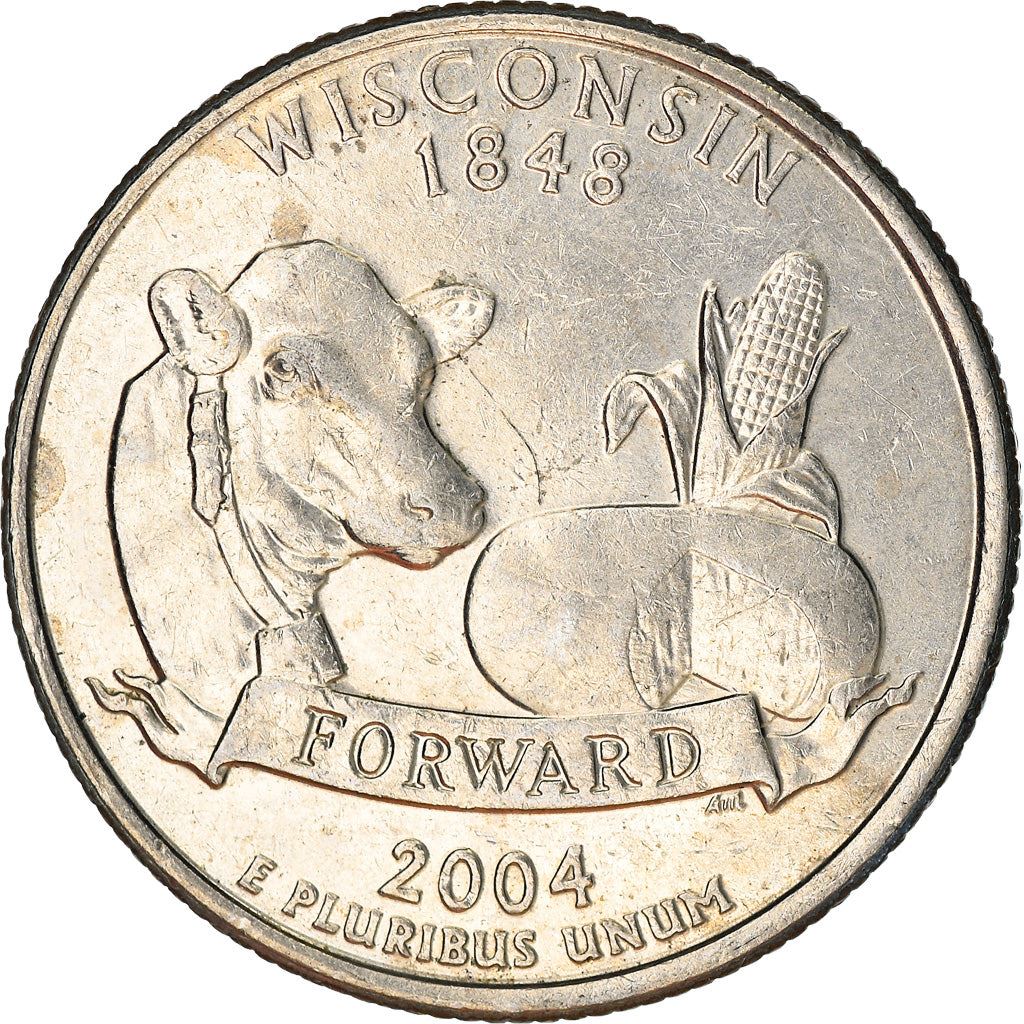 United States | 1/4 Dollar Coin | Wisconsin | Km:359 | 2004