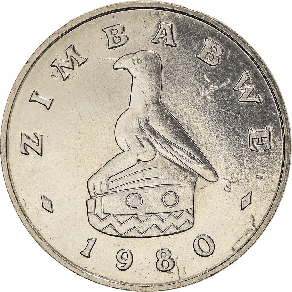Zimbabwe | 50 Cents Coin | Bateleur Eagle | Sun | Independence | KM5 | 1980 - 1997