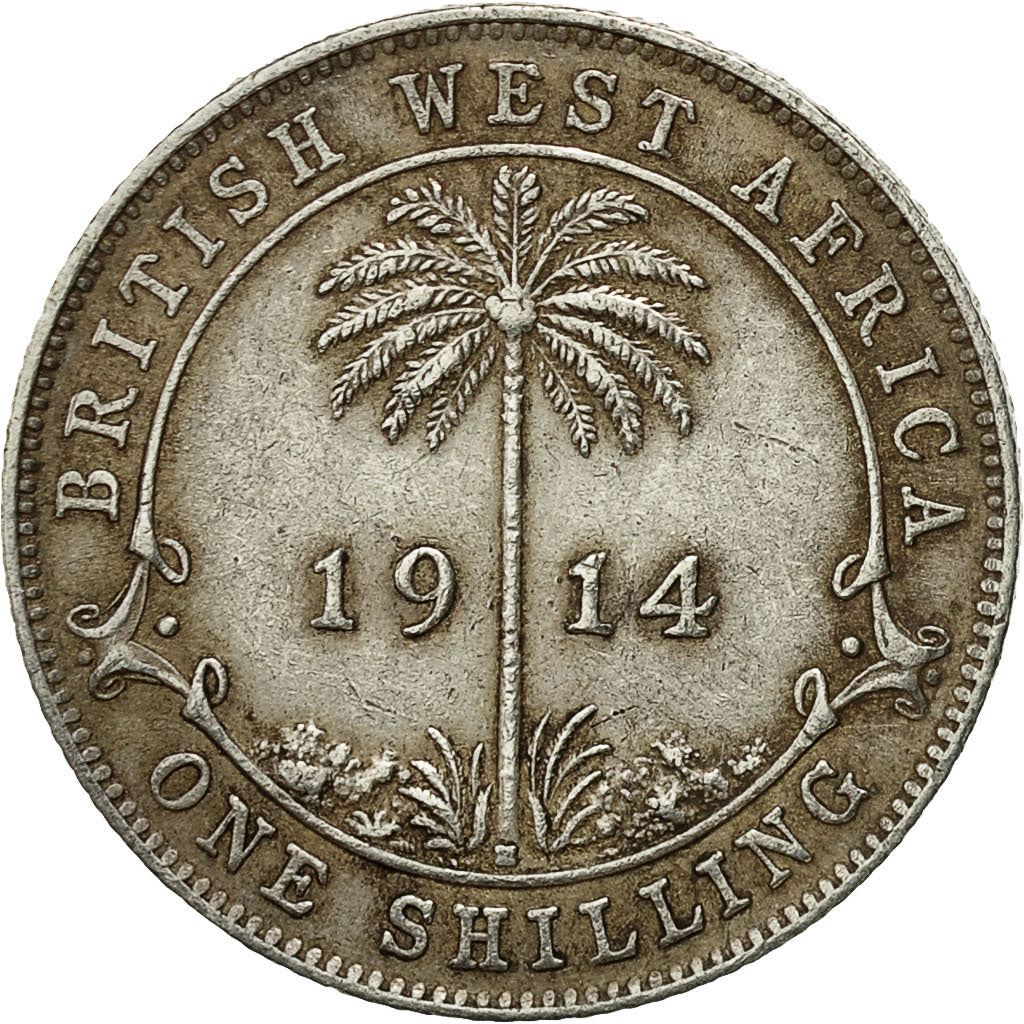 British West Africa | 1 Shilling Coin | Palm Tree | George V | Km:12 | 1913 - 1920