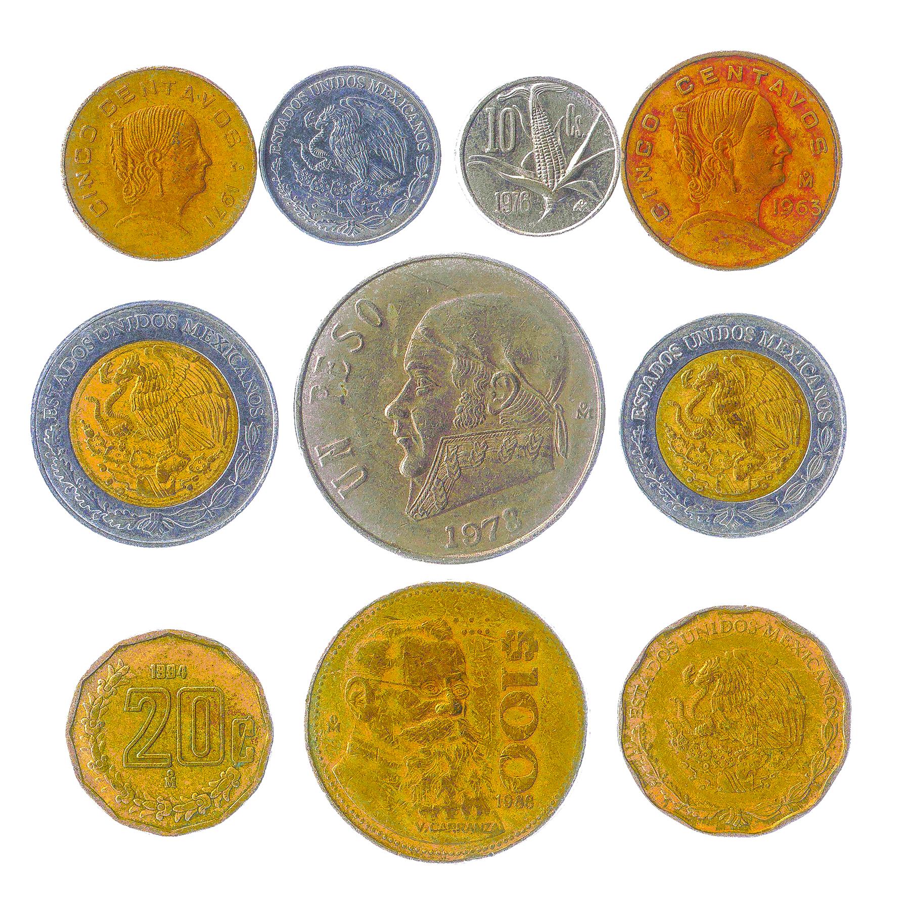 Mexico 10 Mixed Coins | Up to 10 Pesos in Denomination | Eagle and Snake | 1970 - 2018