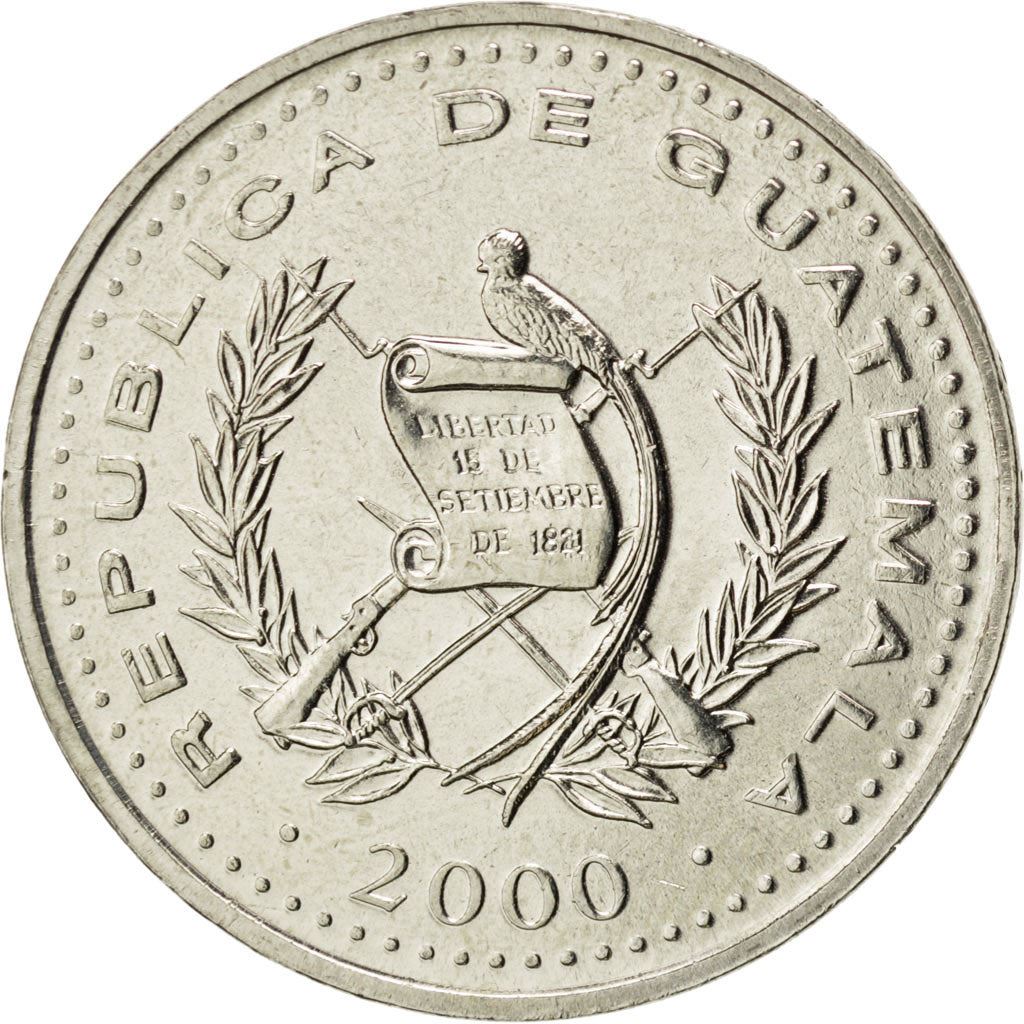 Guatemala | 25 Centavos Coin | Native bust | Km:278 | 1977 - 2000