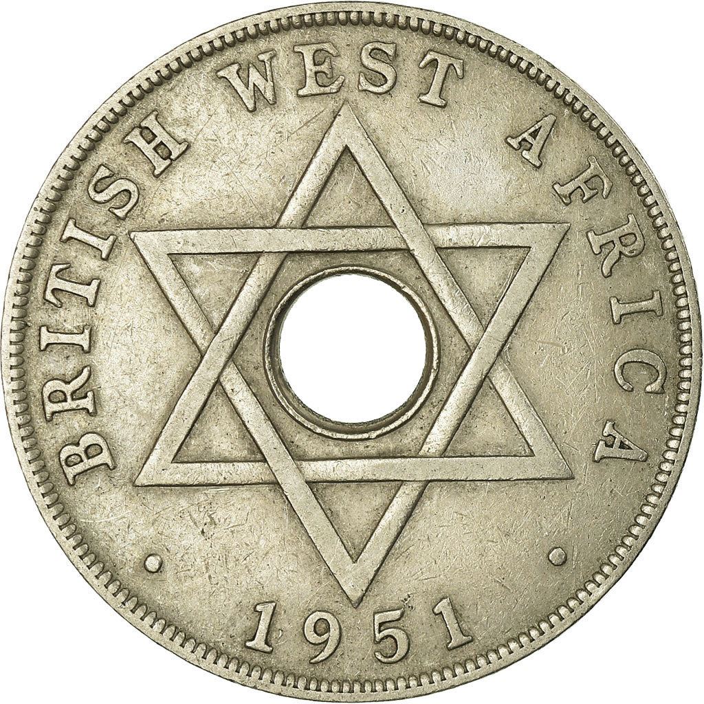 British West Africa | 1 Penny Coin | Crown | Hexagram | KM:30 | 1951
