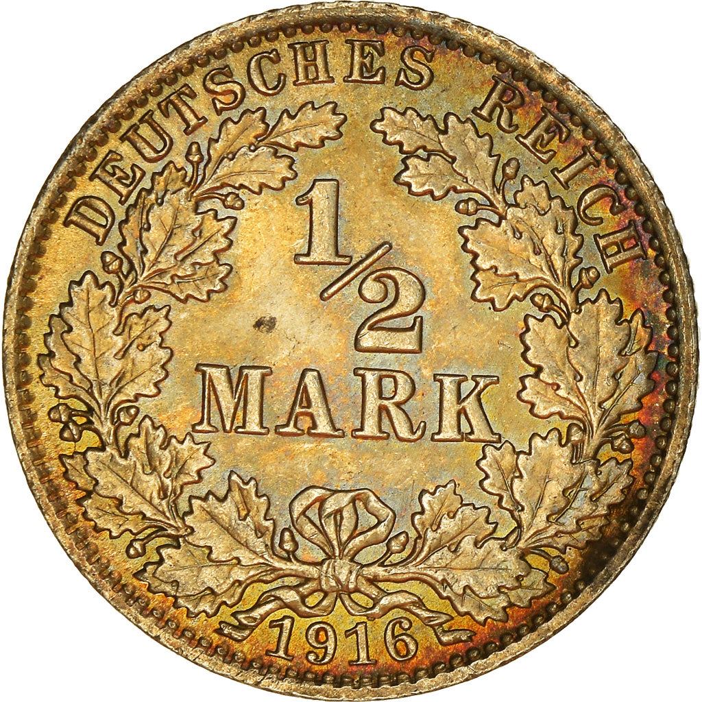 German Empire 1/2 Mark Coin | Deutsches Reich | Wilhelm II | Type 2 | KM17 | 1905 - 1919